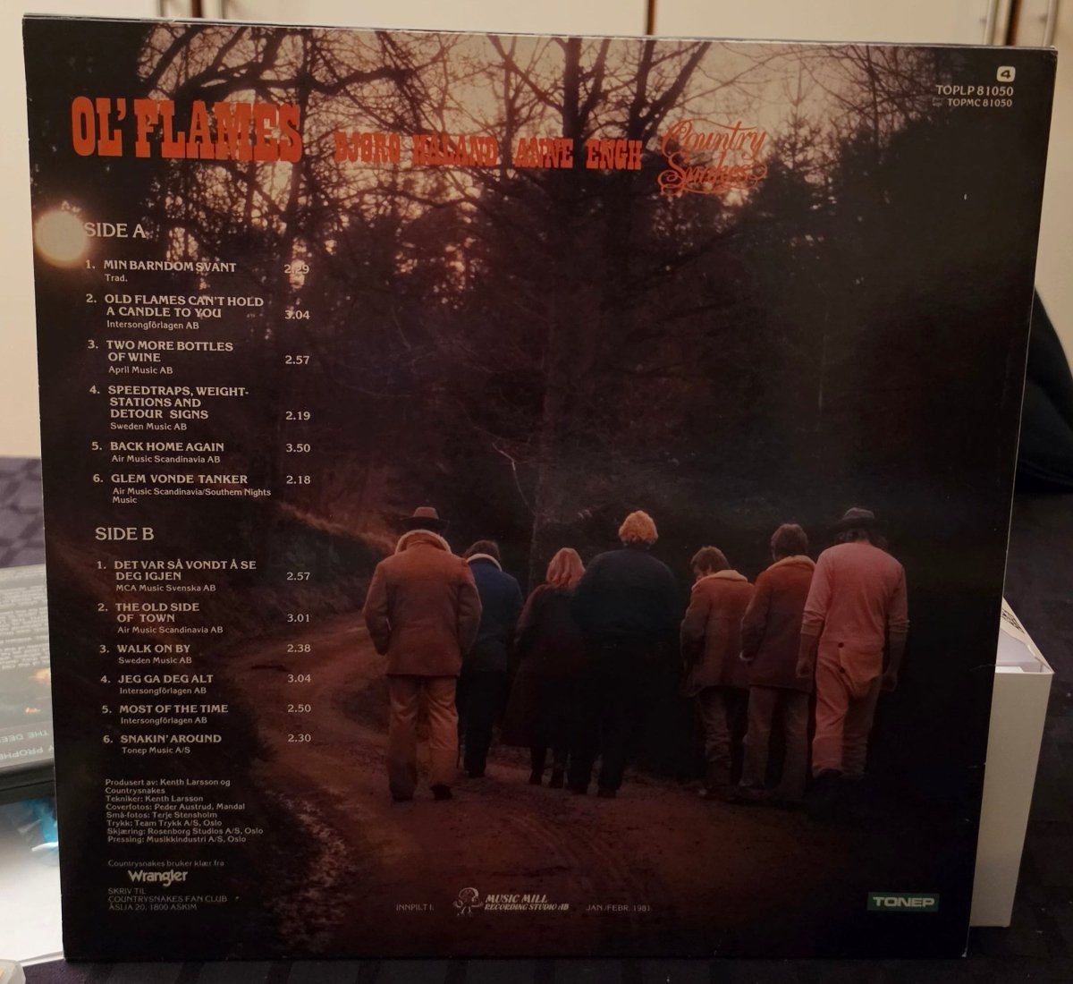 Bjøro Håland / Country Snakes – Ol' Flames LP 1981 Tonep (M=VG+) - BØR BØRSONS BRUKTHANDEL