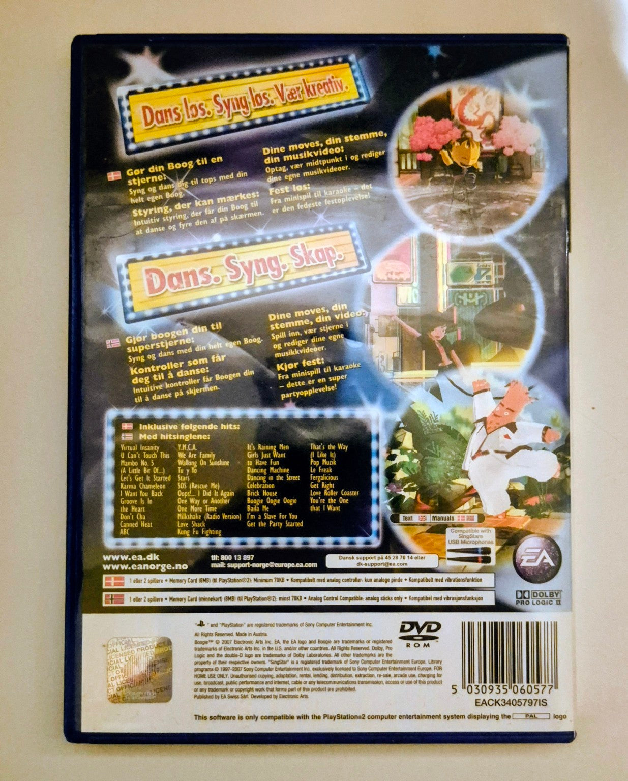 Boogie til PlayStation 2 – bakside