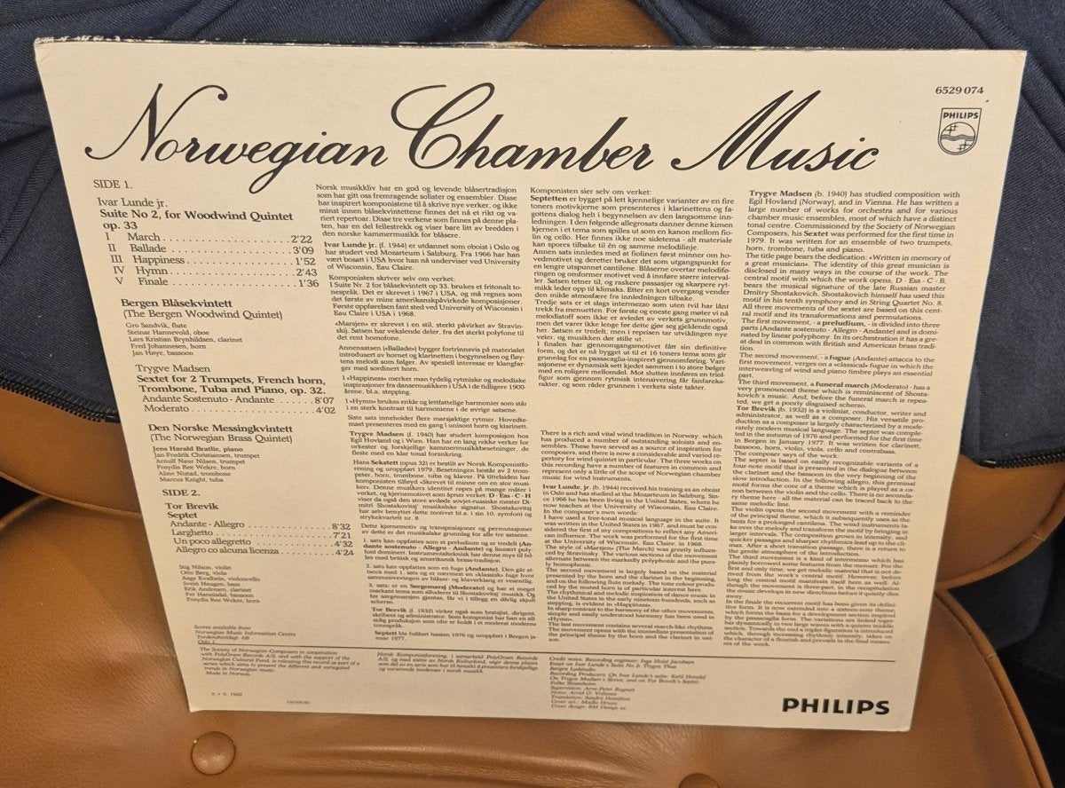 Ivar Lunde Jr., Trygve Madsen, Tor Brevik – Norwegian Chamber Music (LP) - BØR BØRSONS BRUKTHANDEL