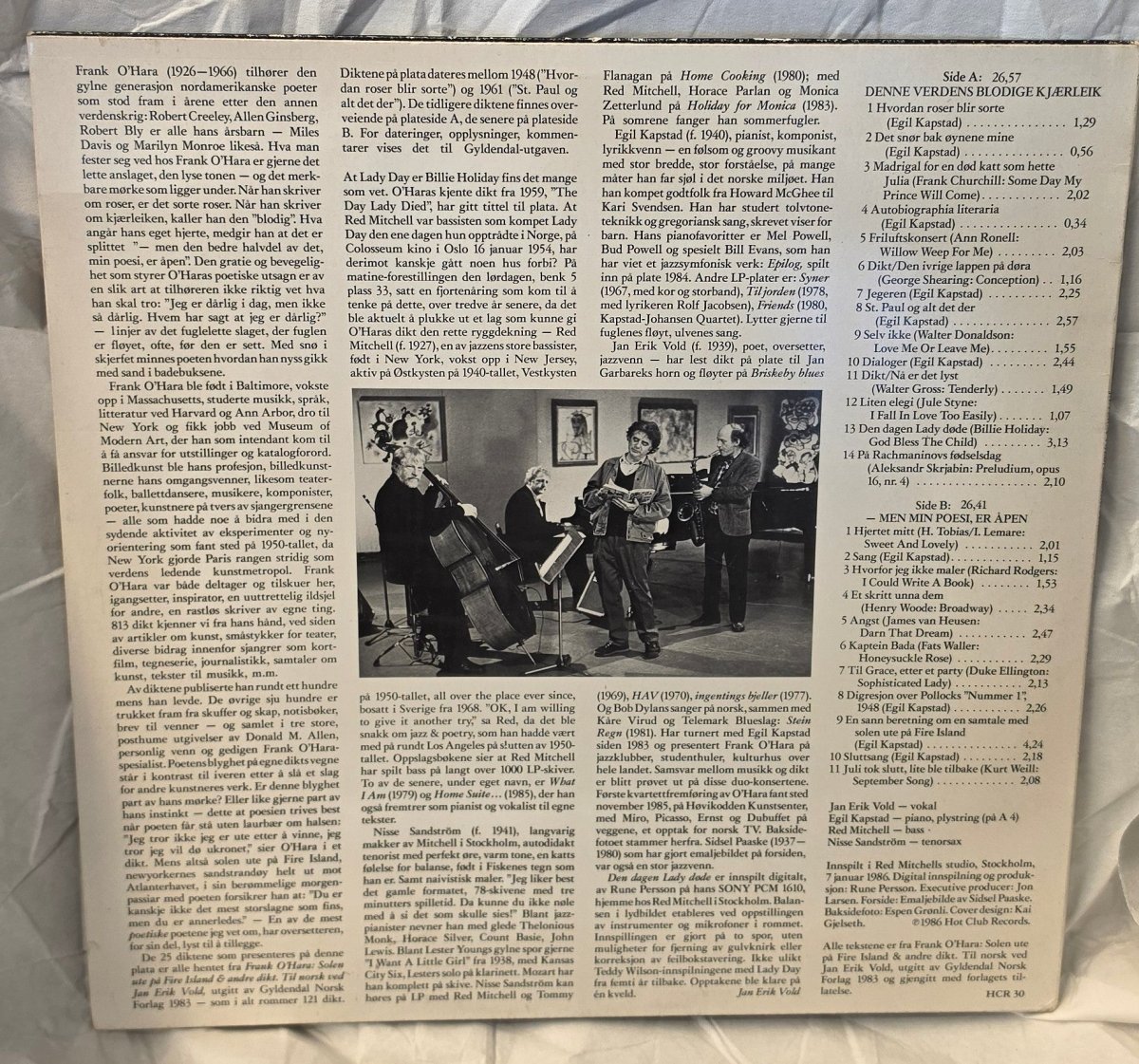 Jan Erik Vold – Den dagen Lady døde (Vinyl LP, norsk pressing, 1986) - BØR BØRSONS BRUKTHANDEL