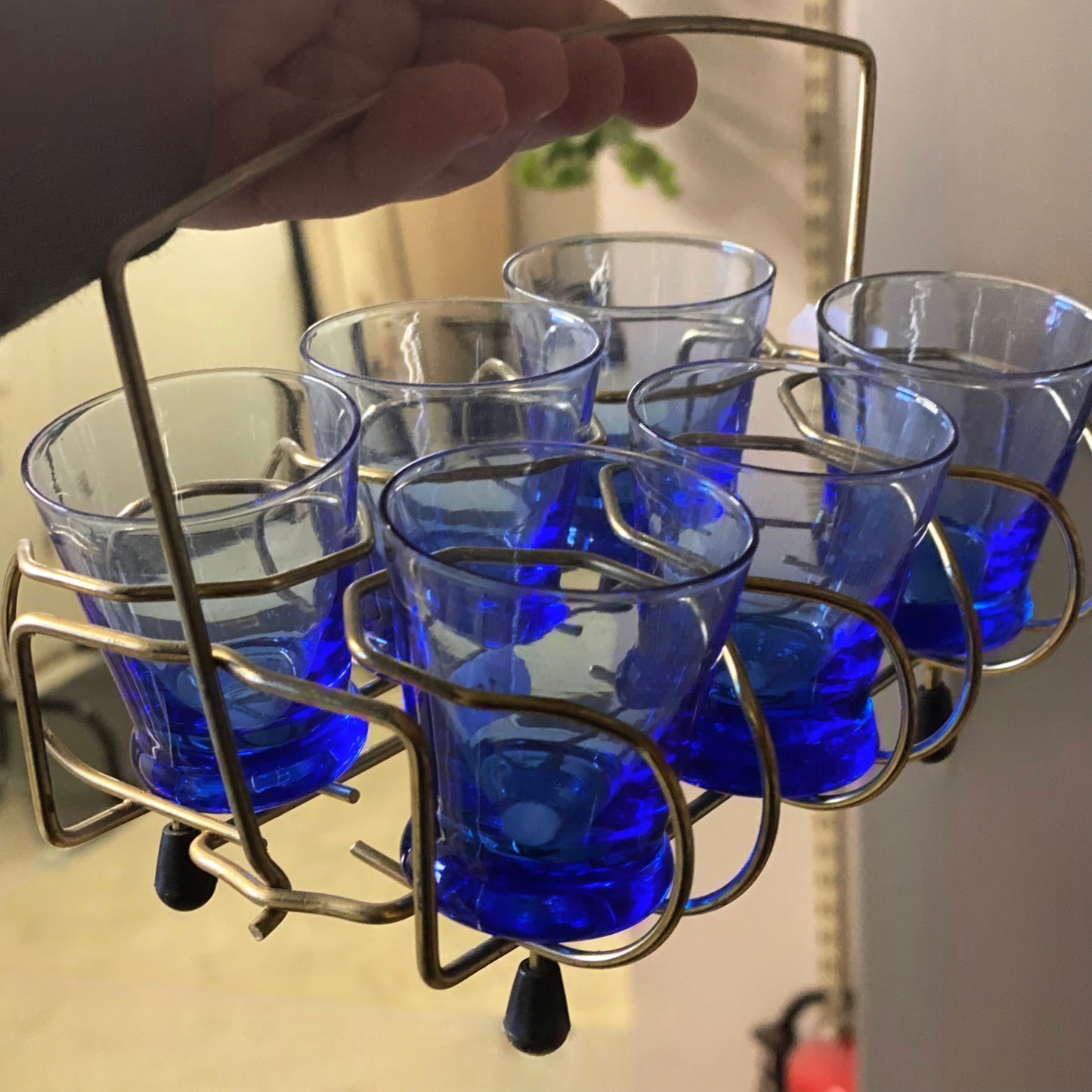 Retro glass blå - BØR BØRSONS BRUKTHANDEL