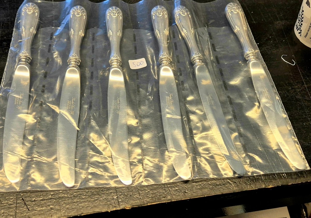 Theodor Olsen Eftf Korall kniver 6 stk sølvplett - BØR BØRSONS BRUKTHANDEL