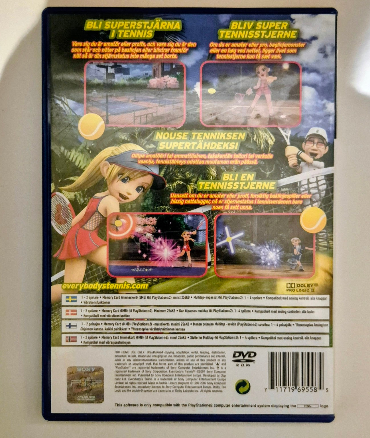 Everybody's Tennis – PlayStation 2, bakside