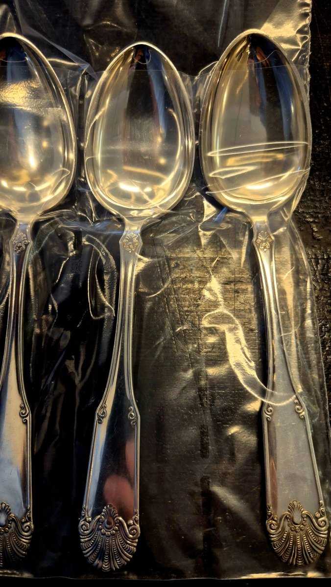 6 stk Korall sølvplett skjeer NM 40 - BØR BØRSONS BRUKTHANDEL