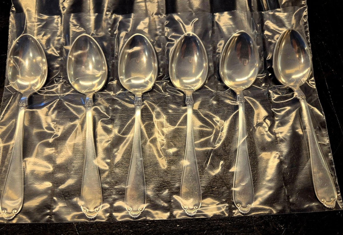 6 stk Ny musling sølvplett skjeer NM60 - BØR BØRSONS BRUKTHANDEL