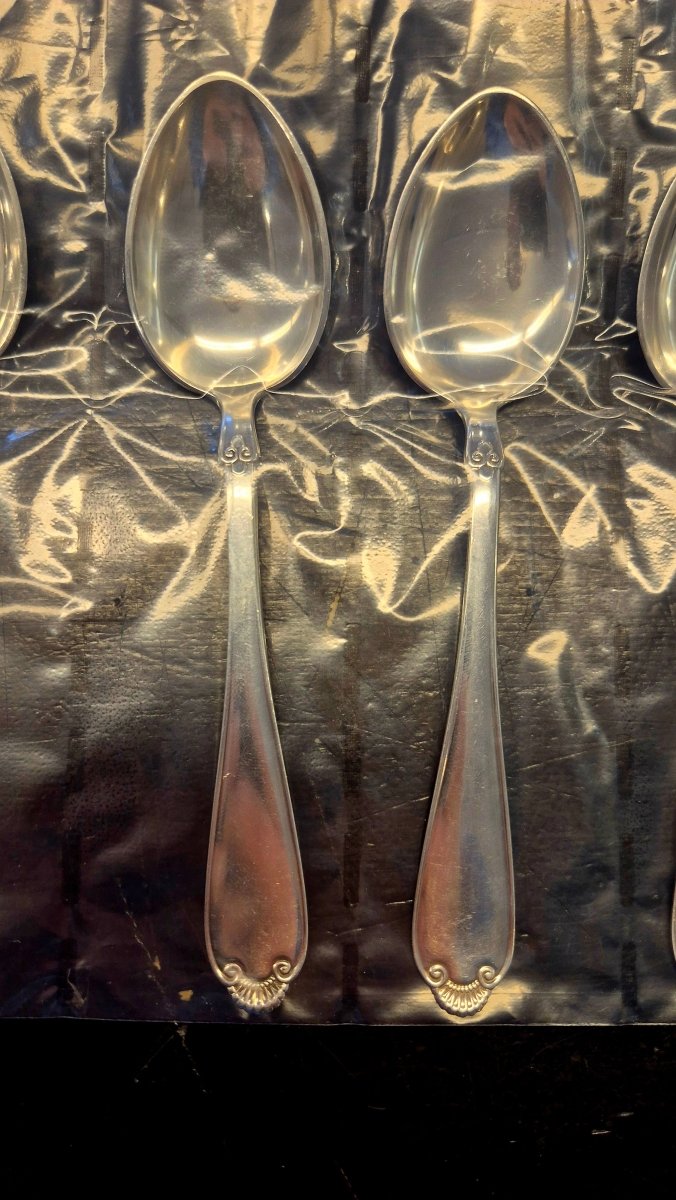 6 stk Ny musling sølvplett skjeer NM60 - BØR BØRSONS BRUKTHANDEL