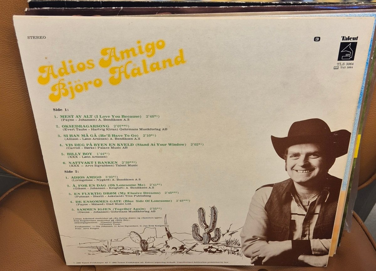 Bjøro Håland - Adios Amigo (LP) - BØR BØRSONS BRUKTHANDEL