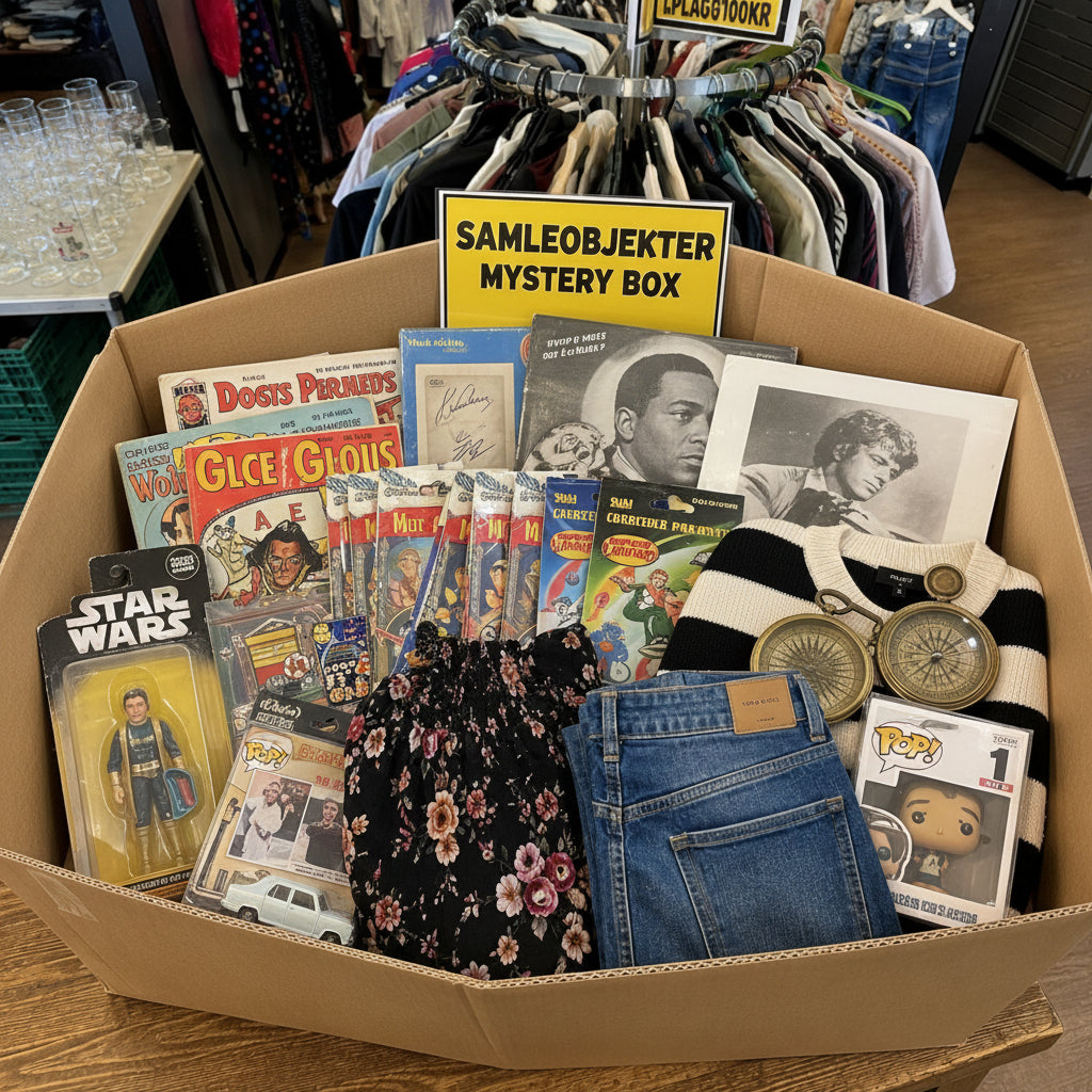 Samleobjekt Mystery Box – overraskelsesboks med figurer og memorabilia fra Bør Børsons Brukthandel