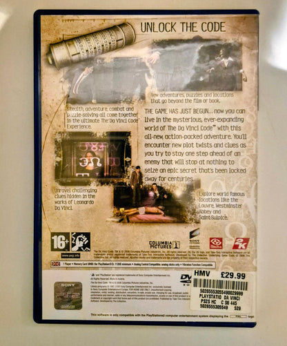 The Da Vinci Code til PlayStation 2 – bakside