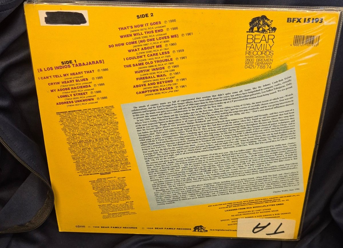 Don Gibson & Los Indios Tabarajas (LP, 1986) - BØR BØRSONS BRUKTHANDEL