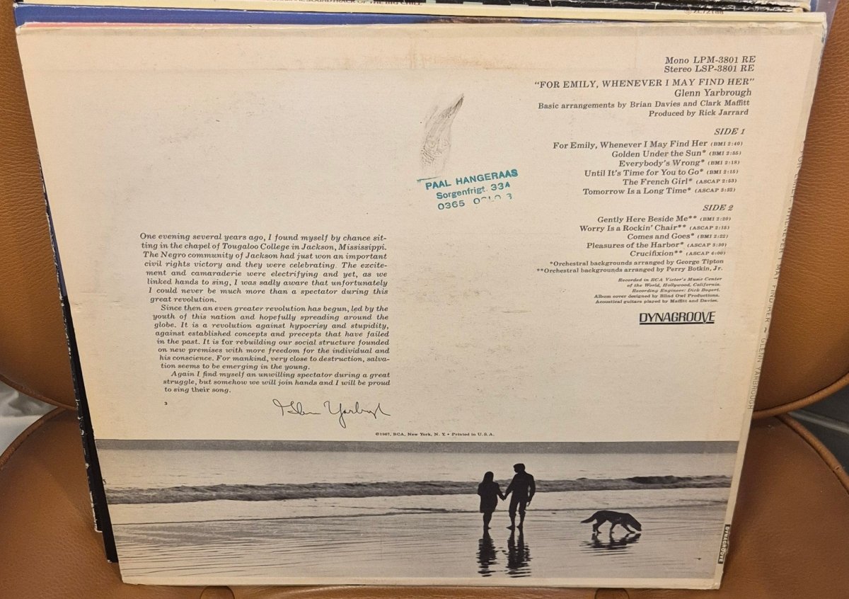 Glenn Yarbrough – For Emily, Whenever I May Find Her - BØR BØRSONS BRUKTHANDEL
