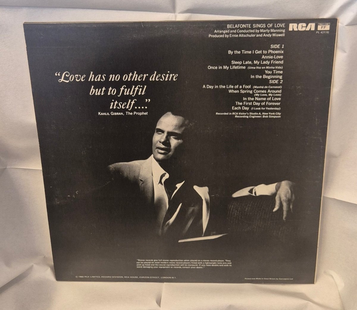 Harry Belafonte – Belafonte Sings of Love LP (M=VG+) - BØR BØRSONS BRUKTHANDEL