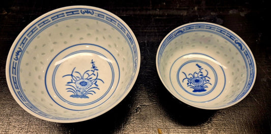 Jingdezhen blå‑hvite porselensskåler (5 små + 5 større) - BØR BØRSONS BRUKTHANDEL