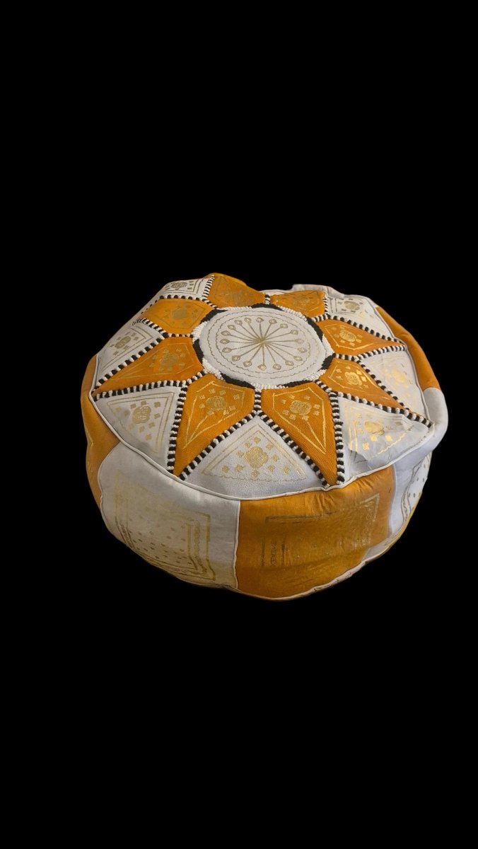 Marokkansk puff i ekte skinn – ny - BØR BØRSONS BRUKTHANDEL