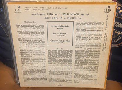 Mendelssohn: Trio No. 1 / Ravel: Trio in A Minor (Artur Rubinstein, Jascha Heifetz, Gregor Piatigorsky) - BØR BØRSONS BRUKTHANDEL