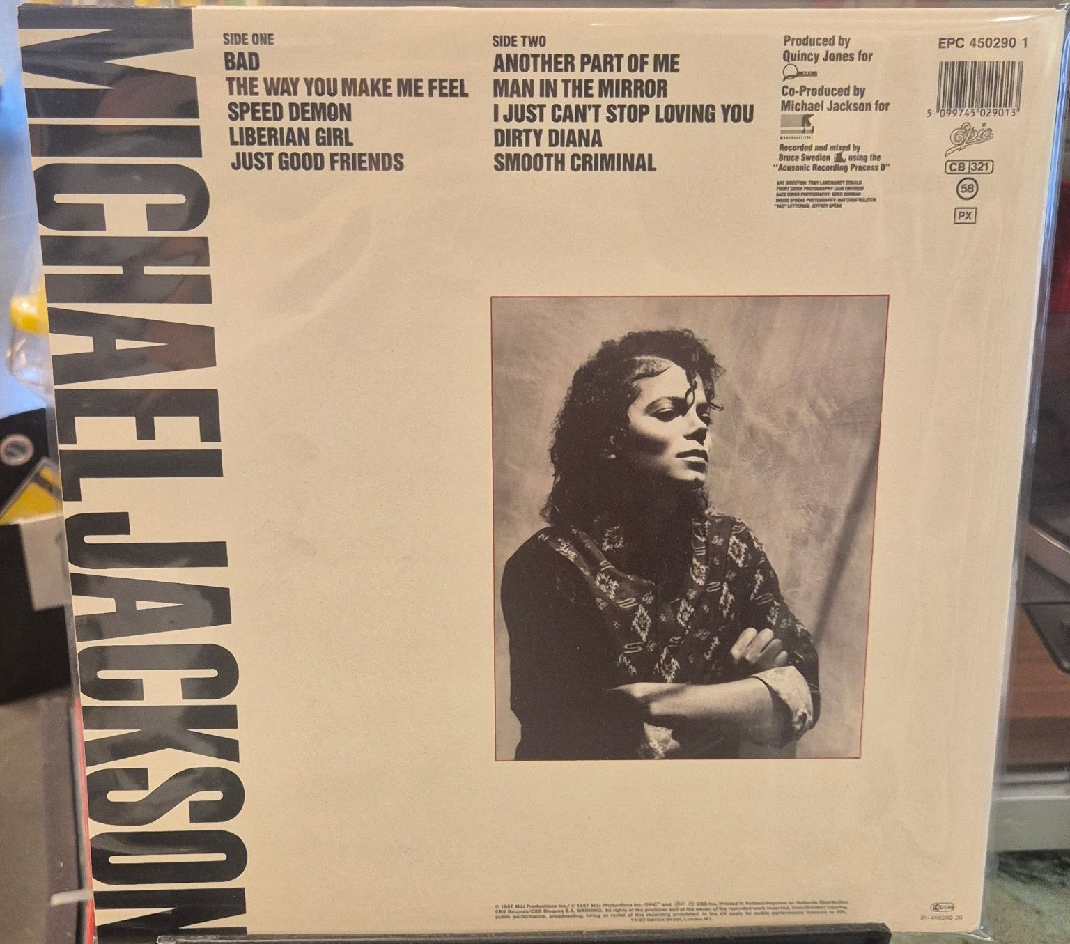 Michael Jackson Bad LP baksiden
