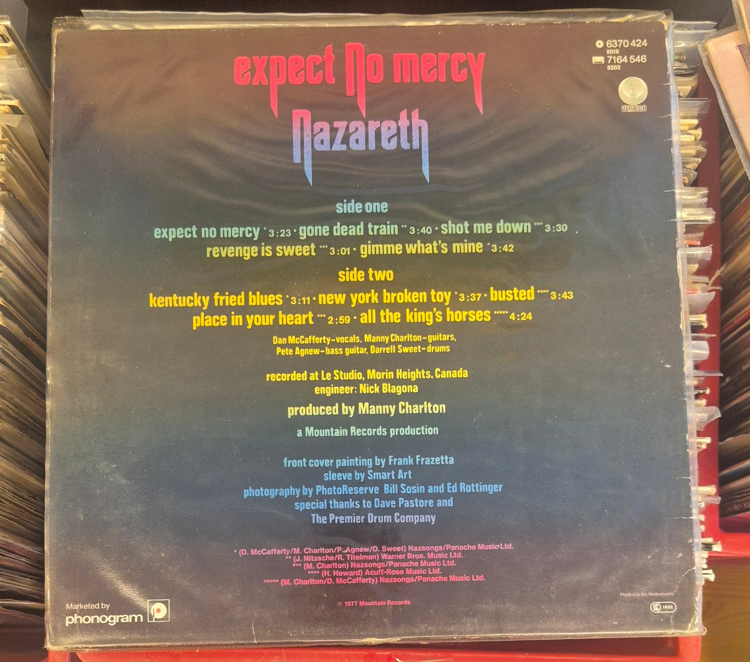Nazareth Expect No Mercy LP back cover