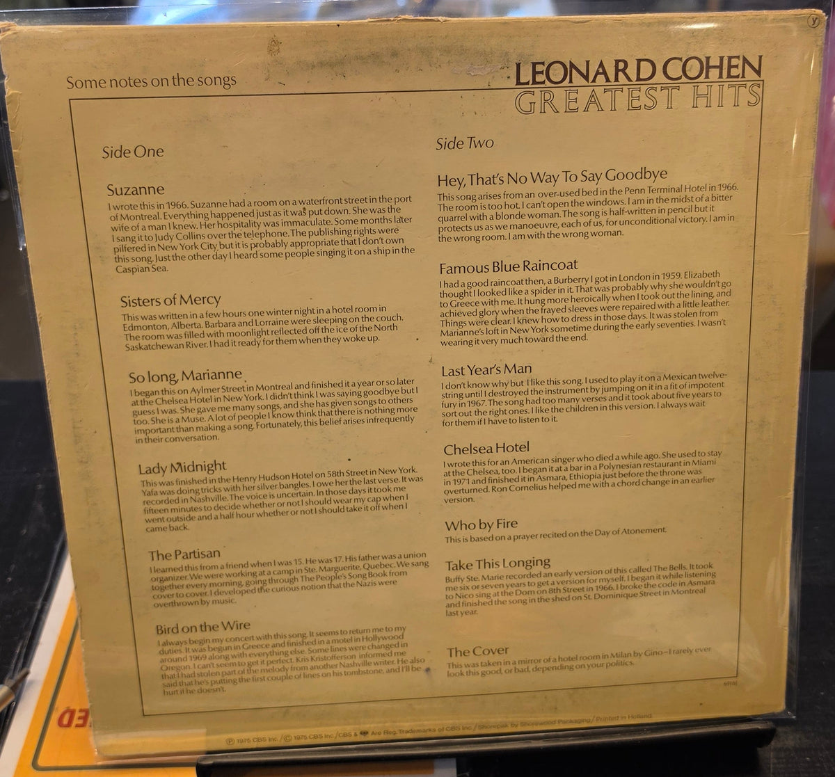 Leonard Cohen: Greatest Hits (Vinyl LP, eur.press, 1975)
