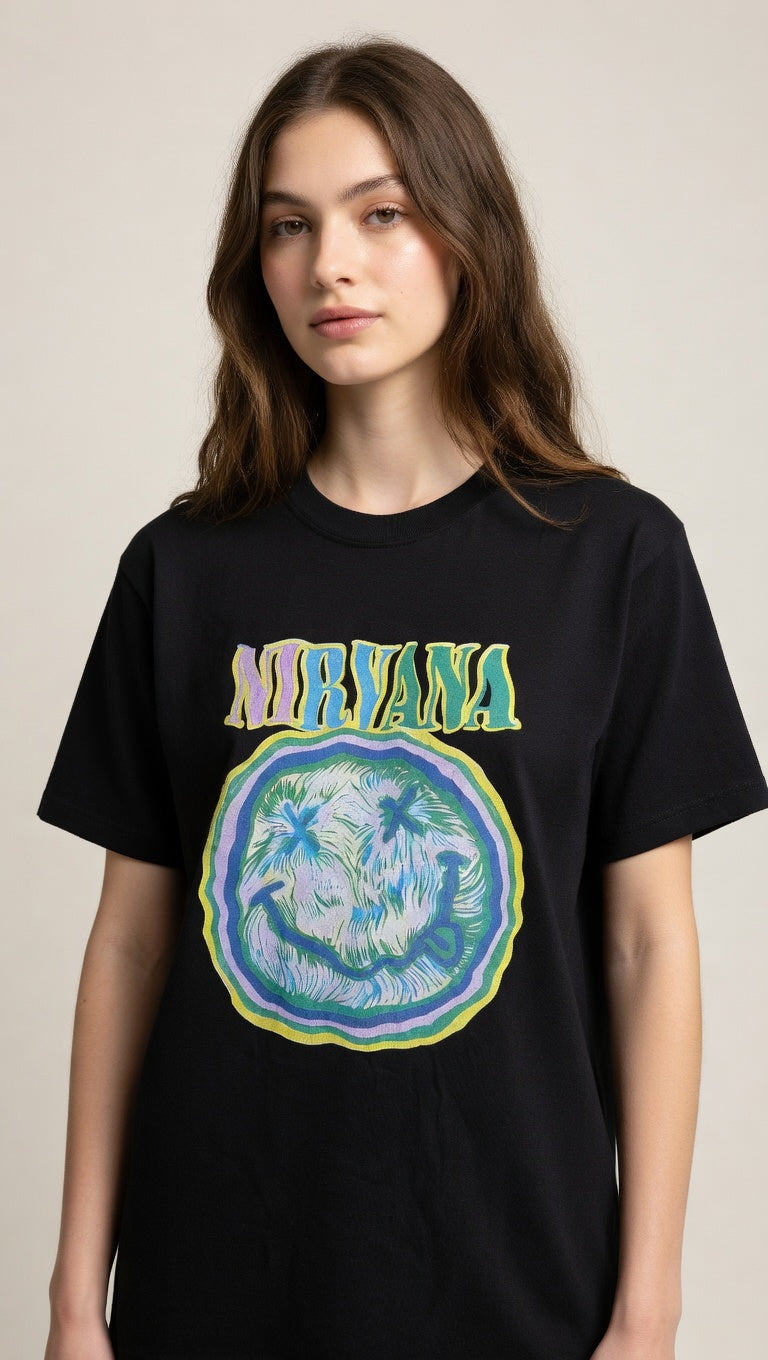Nirvana Smiley T-skjorte (NY)