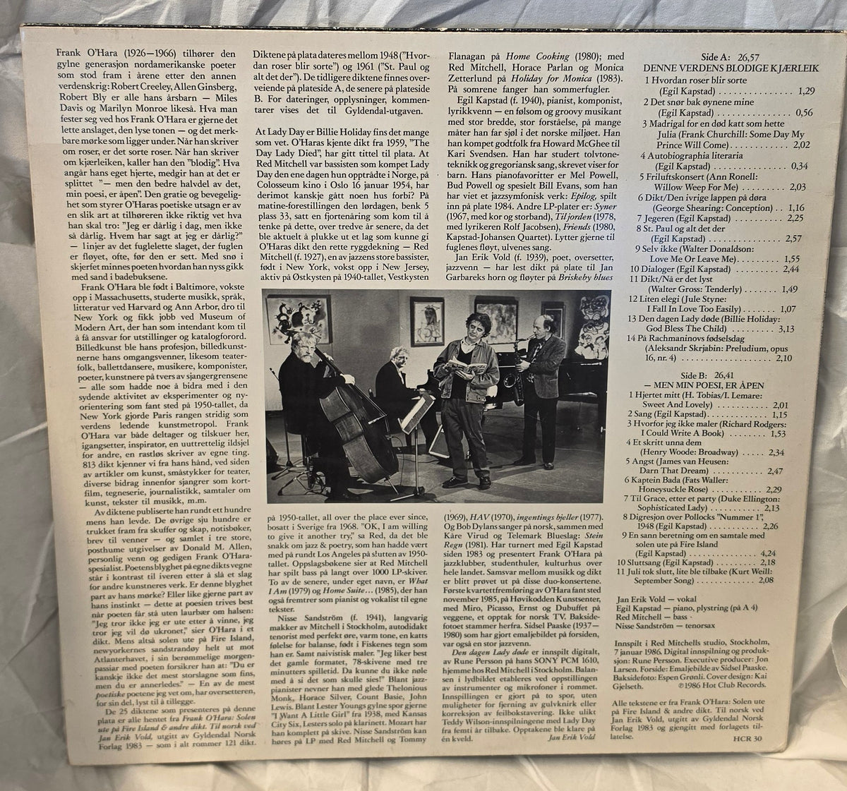 Jan Erik Vold – Den dagen Lady døde (Vinyl LP, norsk pressing, 1986)