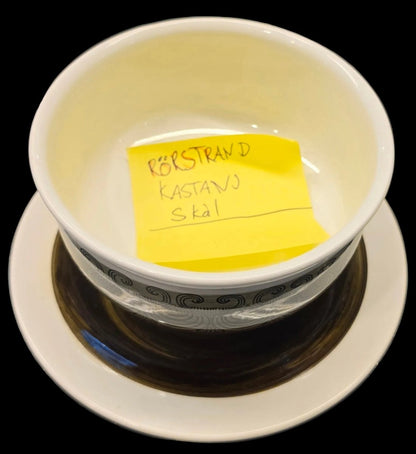 Rörstrand Kastanj suppeskål med fast fat, vintage svensk servise - BØR BØRSONS BRUKTHANDEL
