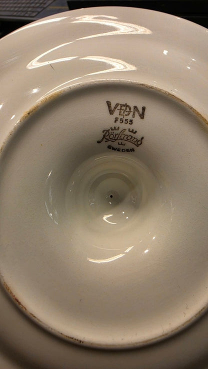 Rörstrand Kastanj suppeskål med fast fat, vintage svensk servise - BØR BØRSONS BRUKTHANDEL
