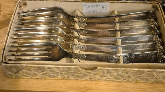 Vintage gafler i sølvplett – 6 stk - BØR BØRSONS BRUKTHANDEL